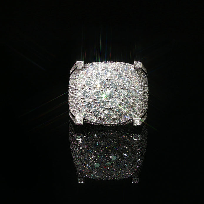 Men's Moissanite Iced Out Cushion Ring | 3.61ct | 18mm | VVS