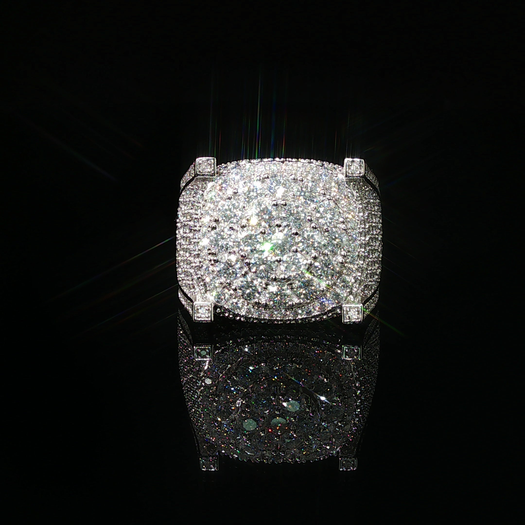 Men's Moissanite Iced Out Cushion Ring | 3.61ct | 18mm | VVS