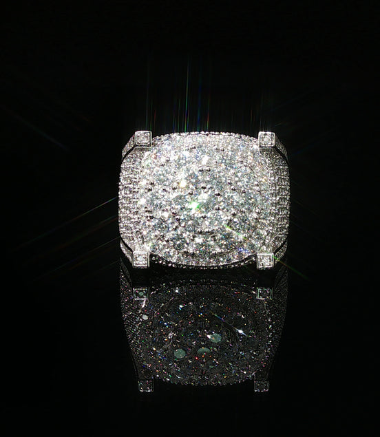 Men's Moissanite Iced Out Cushion Ring | 3.61ct | 18mm | VVS