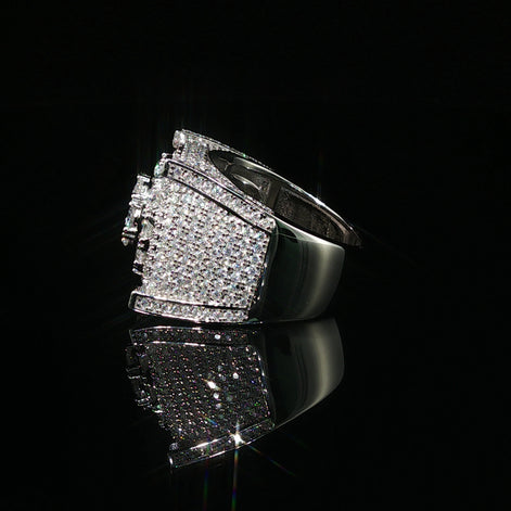Men's Moissanite Iced Out Cushion Ring | 3.61ct | 18mm | VVS