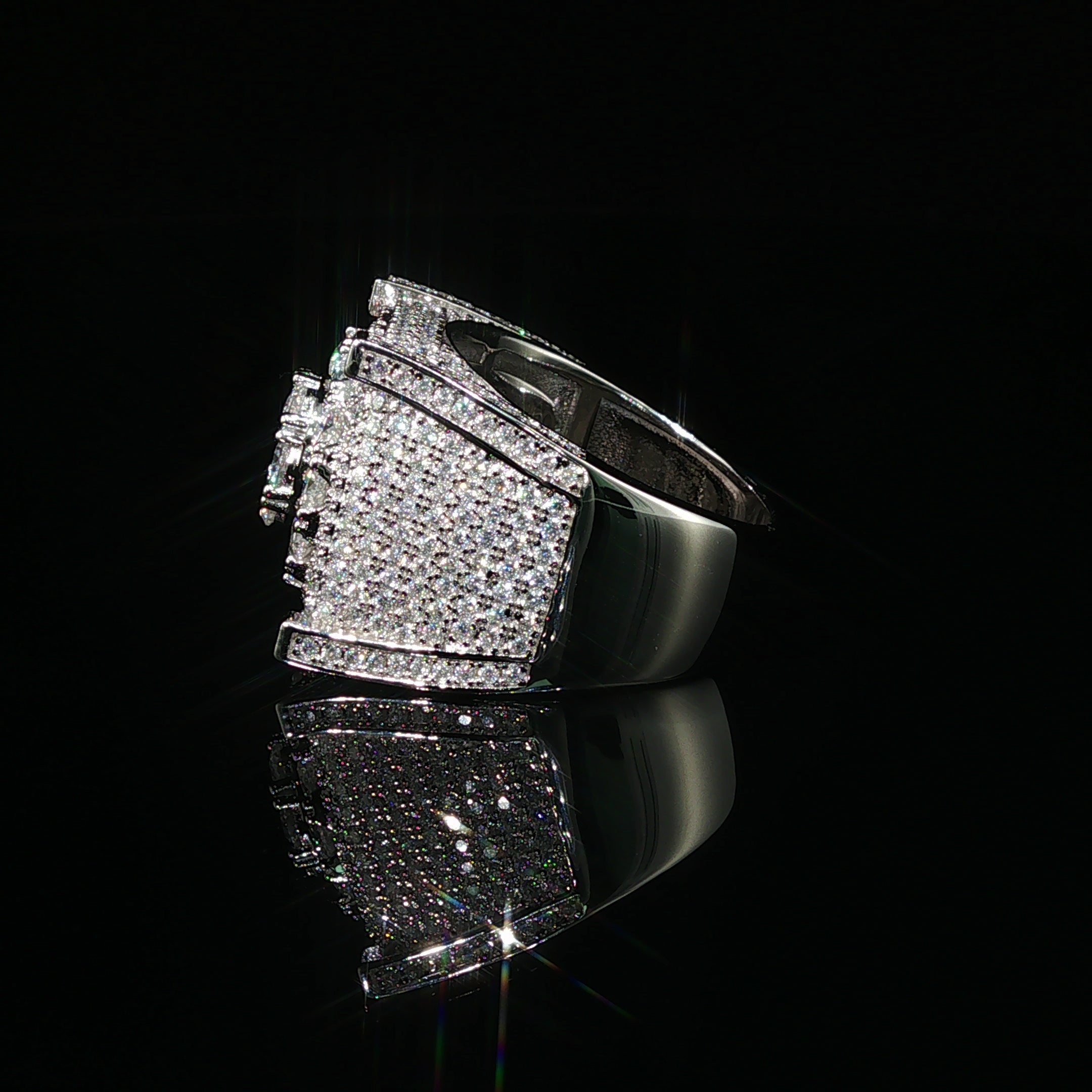 Men's Moissanite Iced Out Cushion Ring | 3.61ct | 18mm | VVS