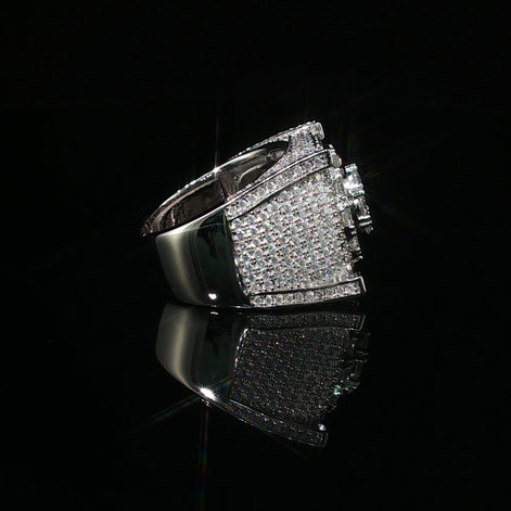 Men's Moissanite Iced Out Cushion Ring | 3.61ct | 18mm | VVS