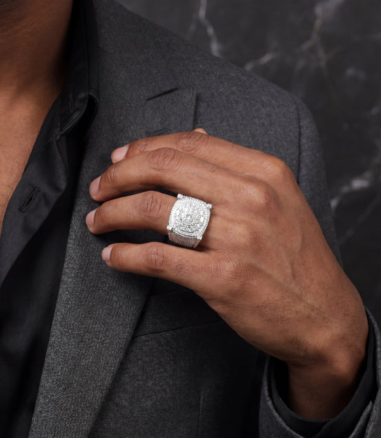 Men's Moissanite Iced Out Cushion Ring | 3.61ct | 18mm | VVS
