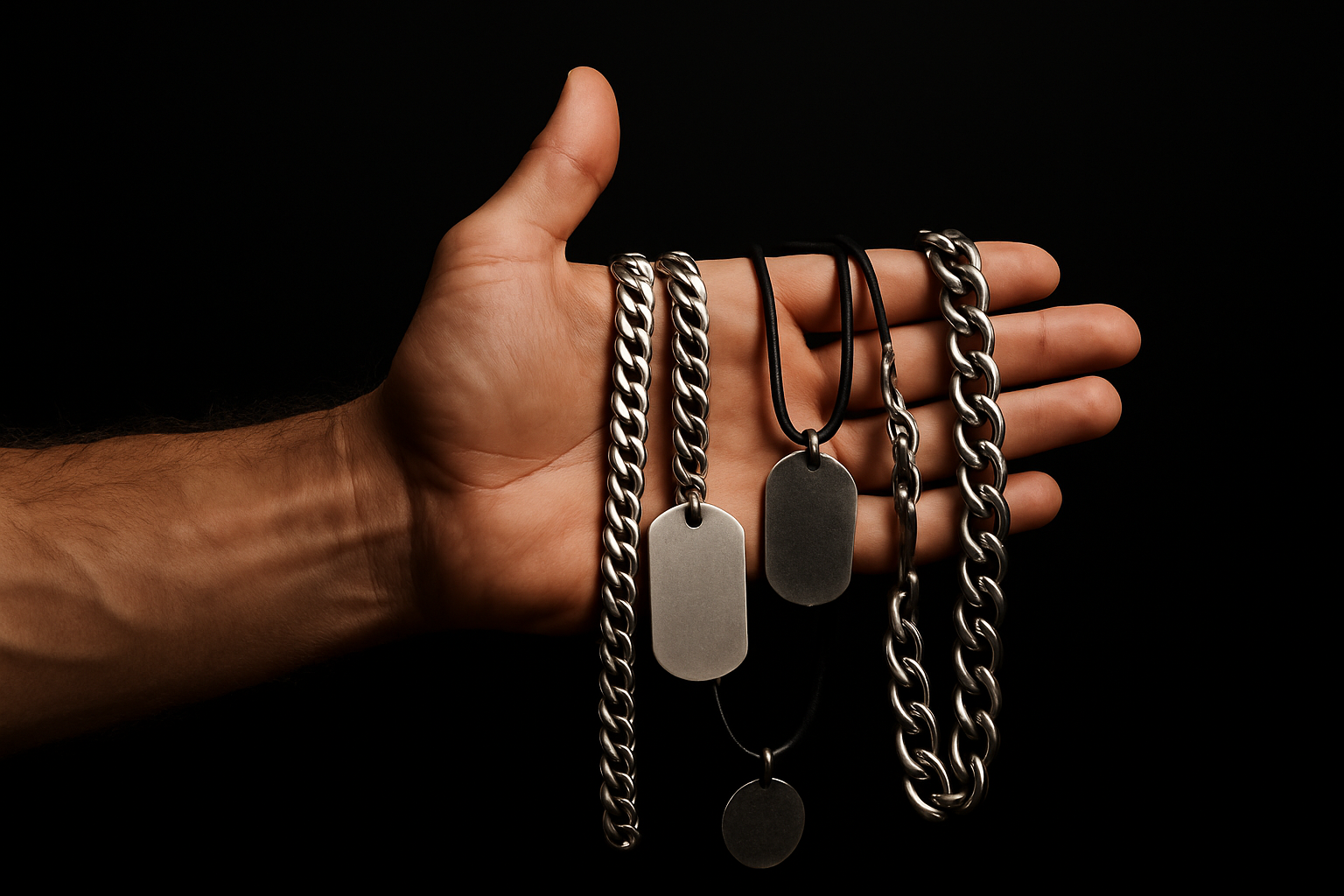 change it to a man hand and masculine necklaces, move the palm to the left end